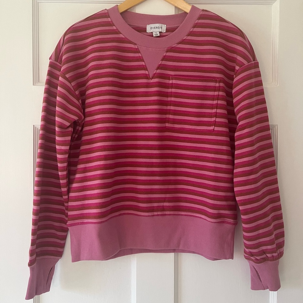NWOT Pink Striped Sweatshirt | Evereve | Size Small